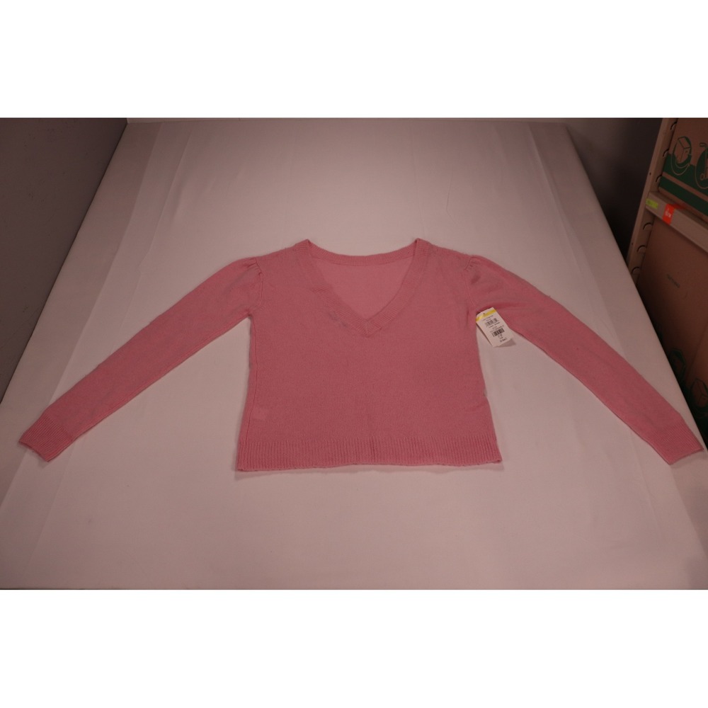 Rebecca Minkoff Womens Pink 100% Cashmere V-Neck Puff Shoulder Sweater XXS